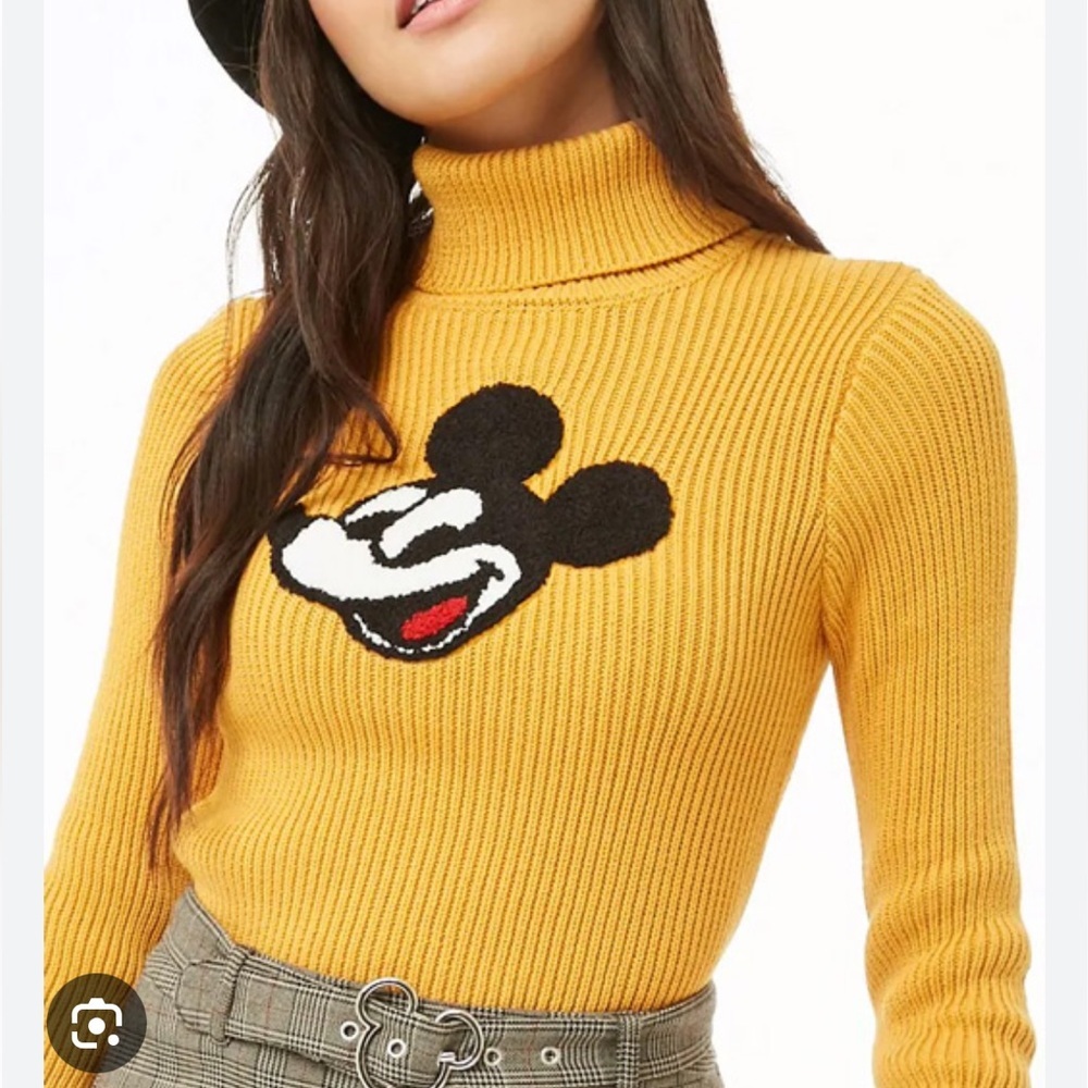 Disney x Forever 21 M crochet ribbed knit Mickey Mouse 90th anniversary sweater